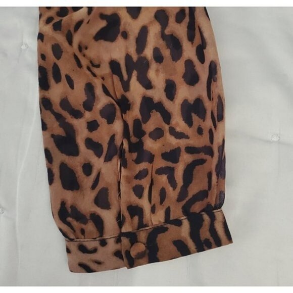 Vintage Y2K REBEL Cheetah Animal Print Tunic Peep Hole Back Sheer Top- XS - Picture 8 of 11